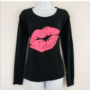 Victoria’s Secret Small Sweatshirt Black Pink Lips